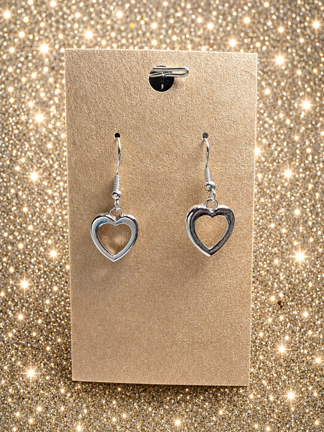 Custom Earrings - Hollow Heart Earrings - Silver
