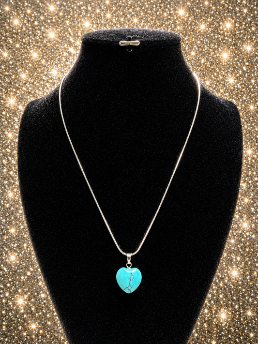 Custom Necklaces - Turquoise Heart - Blue