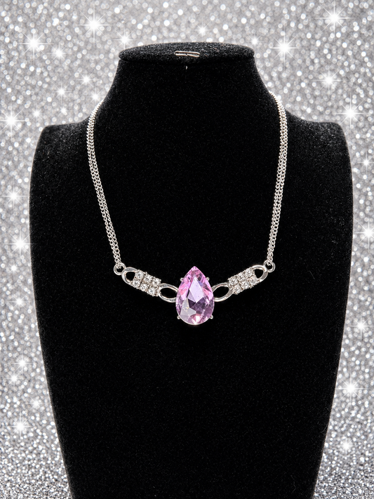 Teardrop Shaped Necklace - Purple