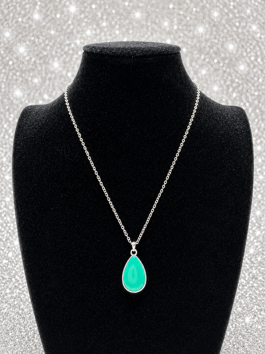 Custom Necklace - Teardrop - Mint Green