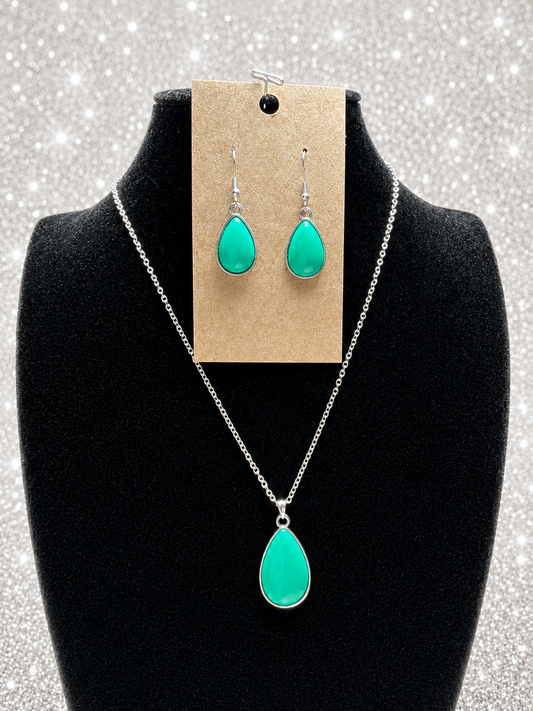 Custom Necklace - Teardrop - Mint Green