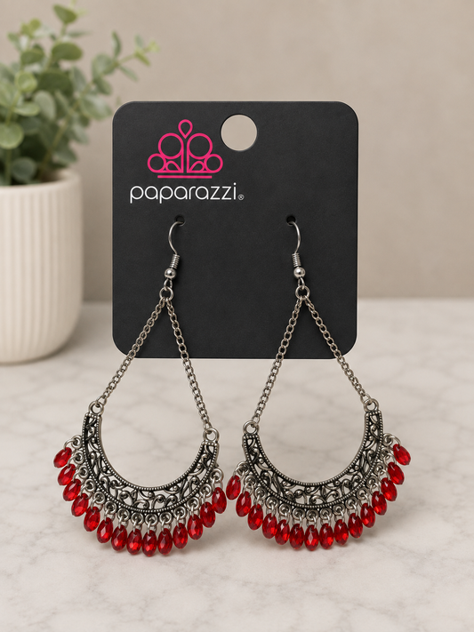 Beaded Earring - Red