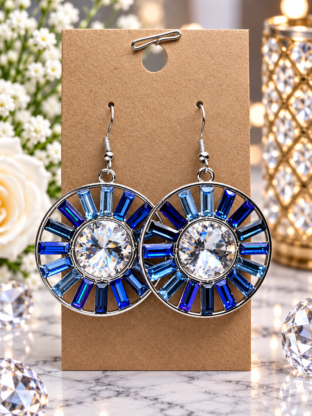 Custom Earrings - Tiered Talent - Blue