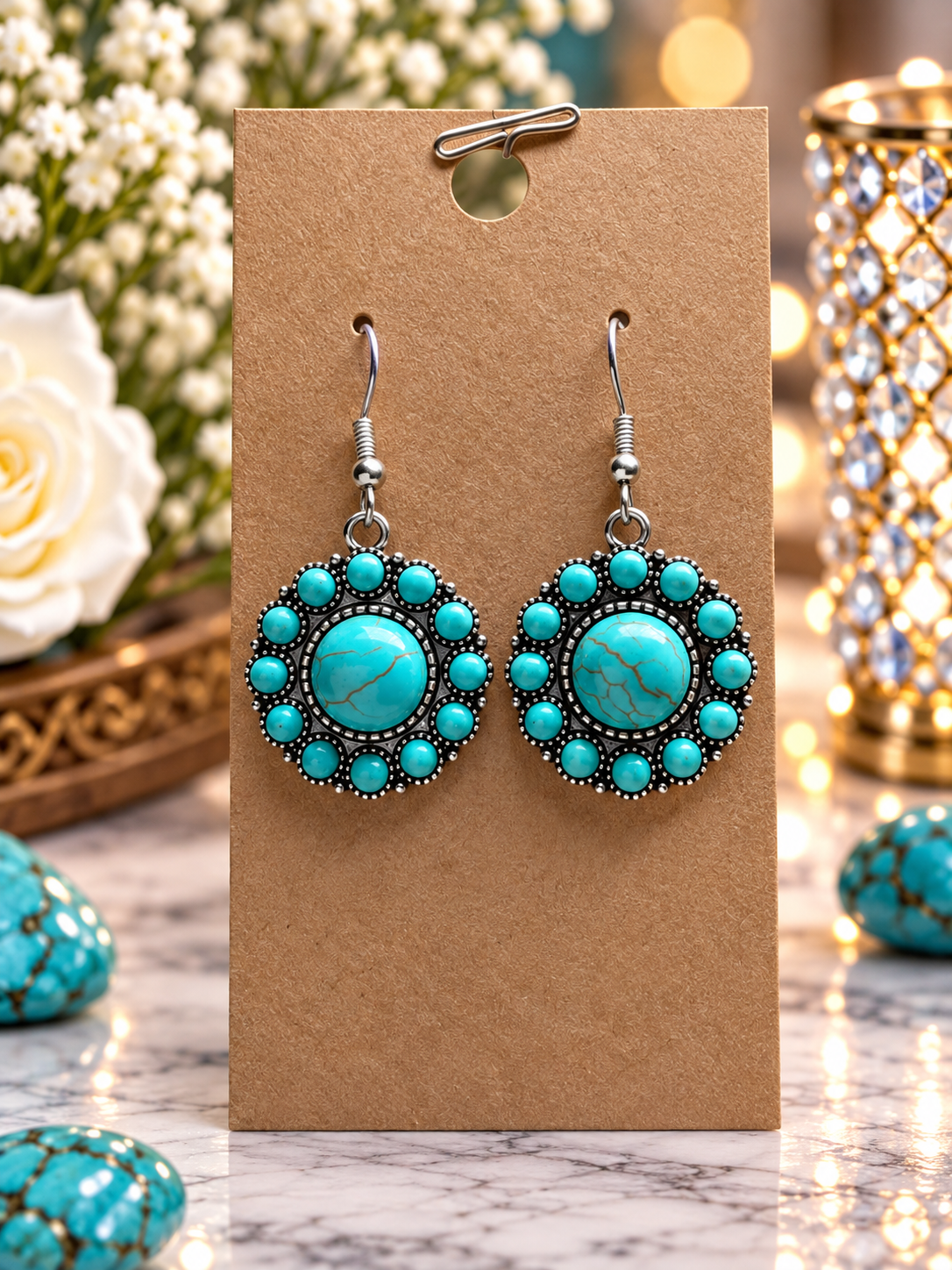 Custom Earrings - Saguaro Sanctuary - Blue
