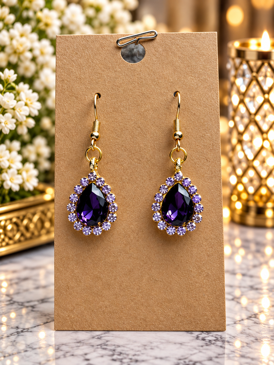 Custom Earrings - Teardrop - Purple