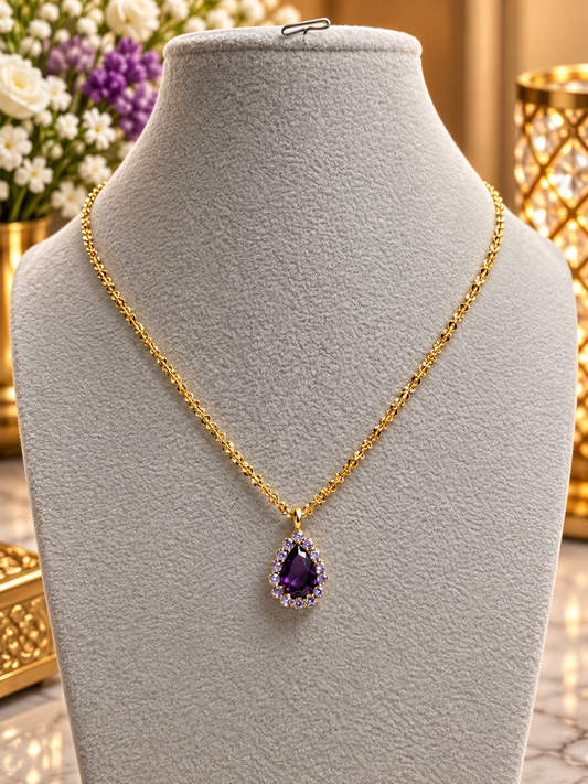 Custom Necklace - Teardrop - Purple