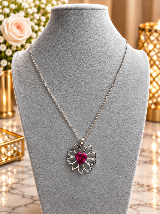 Custom Necklace - Rose Necklace - Pink