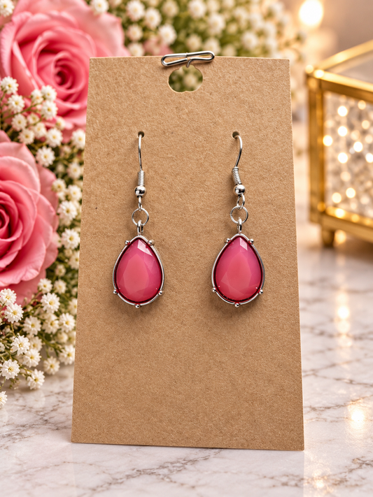 Custom Earrings - Large Acrylic Earrings - Pink
