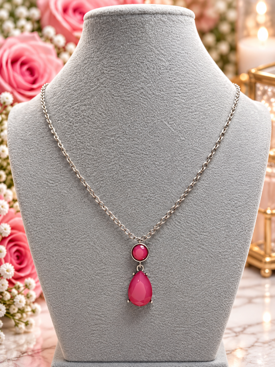 Custom Necklaces - Large Acrylic Necklace - Pink
