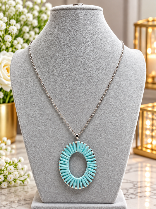 Custom Necklace - Oval - Blue