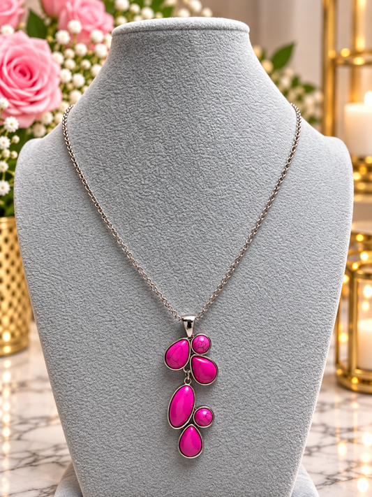 Custom Necklace - Crackle Stone - Pink