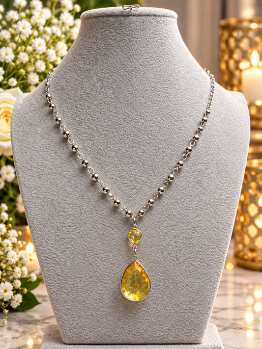 Custom Necklace - Dangle Teardrop - Yellow