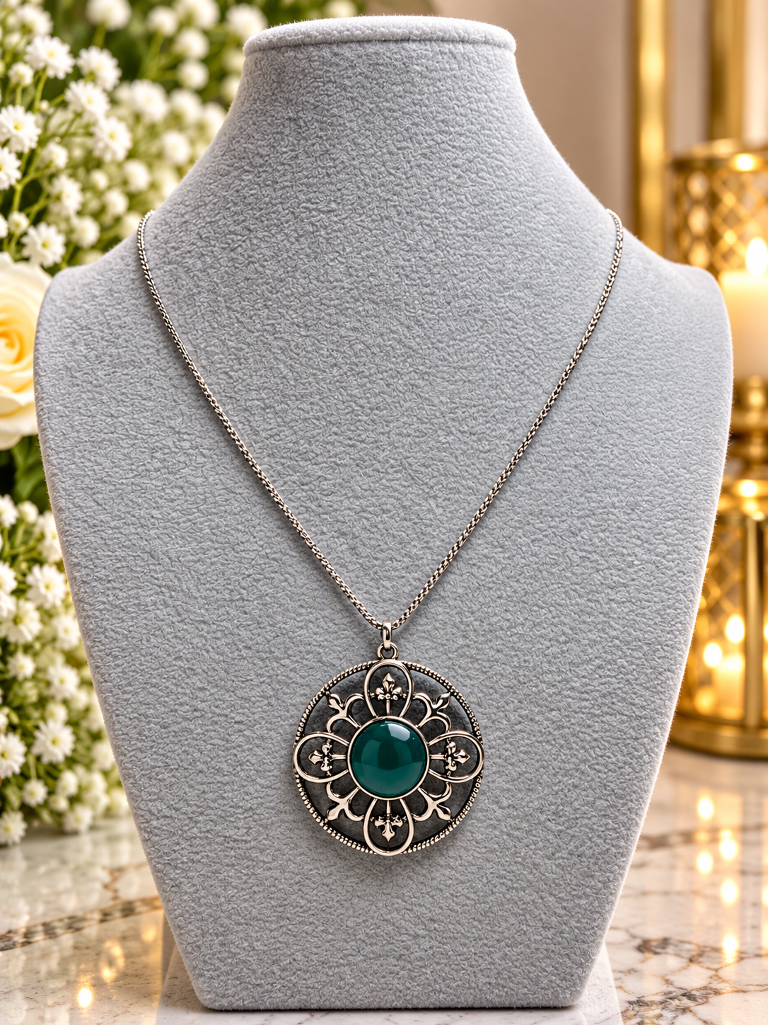 Custom Necklace - Celestial Compass - Green