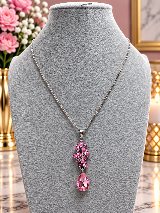 Custom Necklaces - Rhinestone Necklace - Pink