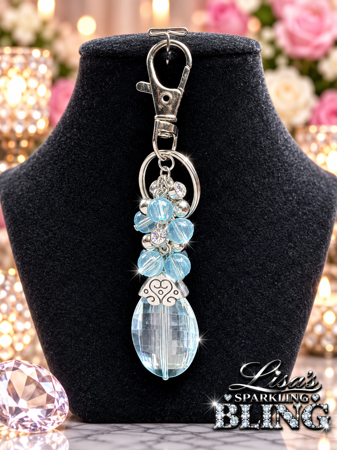 Bag Charm - Crystal Cascade - Blue