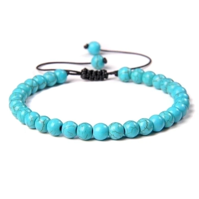 Natural Stone Beaded Bracelets - blue pine