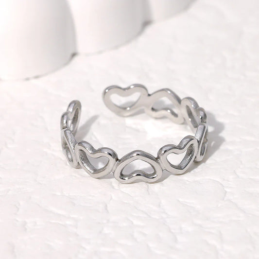 Open Ring Cute Heart Stainless Steel